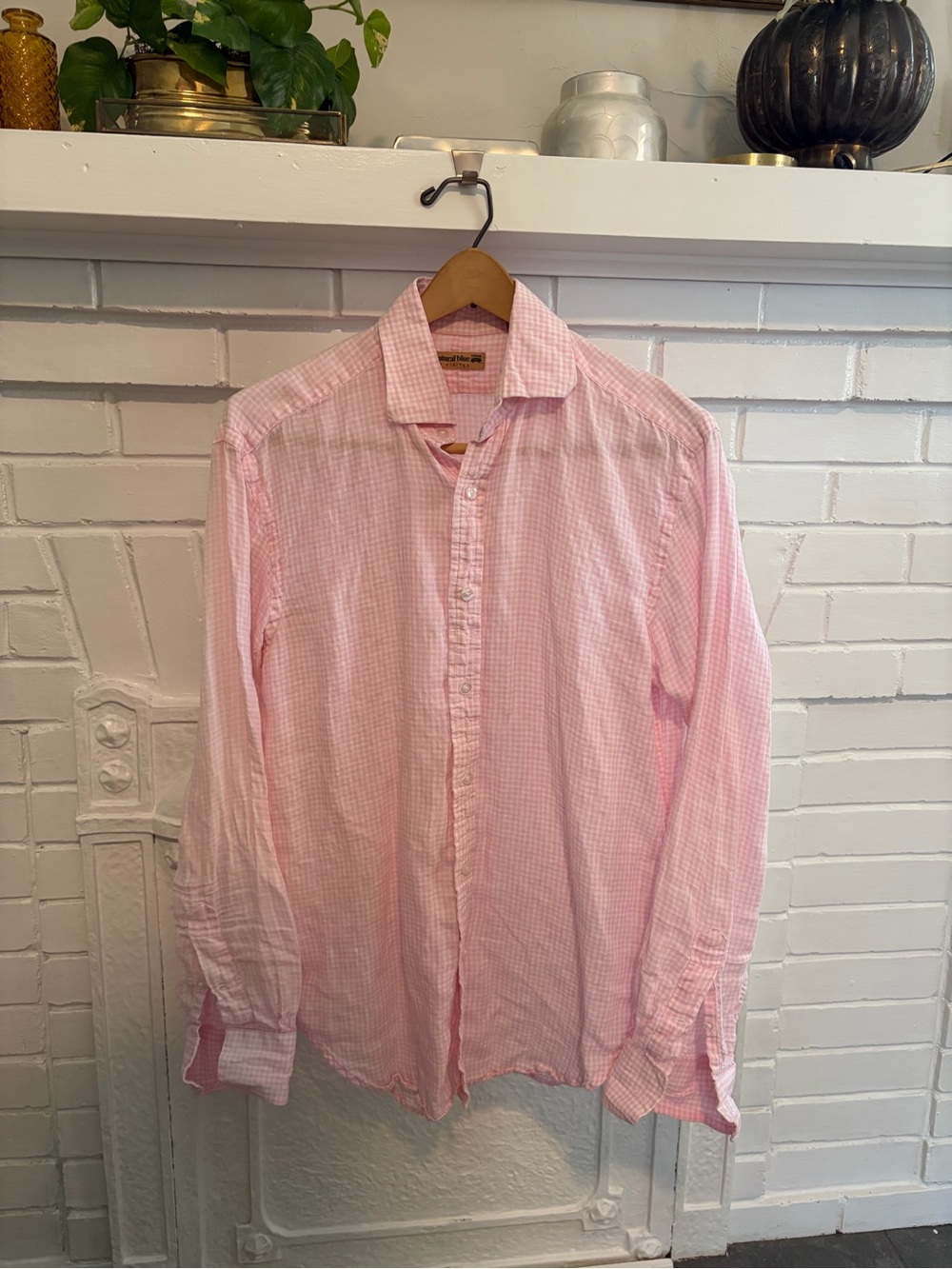 Men's Pink Check Button-Down Shirt